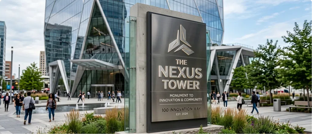 Commercial monument sign at a property entrance